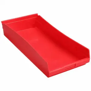 GRAINGER 30174REDBLANK Shelf Bin, 23 5/8 Inch Length, 11 1/8 Inch x 4 Inch Size, Red, Nestable, Label Holders | CQ4MLZ 48WH09