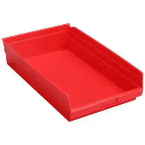 GRAINGER 30178REDBLANK Shelf Bin, 17 7/8 Inch Length, 11 1/8 Inch x 4 Inch Size, Red, Nestable, Label Holders | CQ4MLJ 48WH14