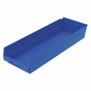 GRAINGER 30184BLUEBLANK Shelf Bin, 23 5/8 Inch Length, 8 3/8 Inch x 4 Inch Size, Blue, Nestable, Label Holders | CQ4MMK 48WH17