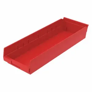 GRAINGER 30184REDBLANK Shelf Bin, 23 5/8 Inch Length, 8 3/8 Inch x 4 Inch Size, Red, Nestable, Label Holders | CQ4MMM 48WH19