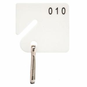 GRAINGER 33J874 Schlüsselanhänger, nummeriert von 1 bis 10, rechteckig, 1 5/8 Zoll Höhe, 1 1/2 Zoll Breite, Weiß | CQ4CKB