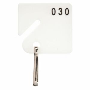 GRAINGER 33J875 Schlüsselanhänger, nummeriert von 11 bis 30, rechteckig, 1 5/8 Zoll Höhe, 1 1/2 Zoll Breite, Weiß | CQ4CKM
