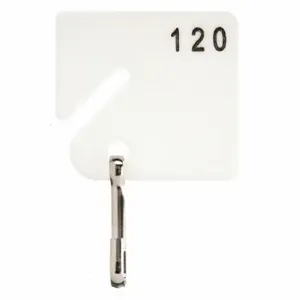 GRAINGER 33J877 Key Tag Numbered 61 to 120, Rectangle, 1 5/8 Inch Height, 1 1/2 Inch Width, White | CQ4CKU