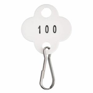 GRAINGER 33J879 Key Tag Numbered 1 to 100, Plastic Shamrock Shape Tag, 1 3/8 Inch Height, White | CQ4CKD