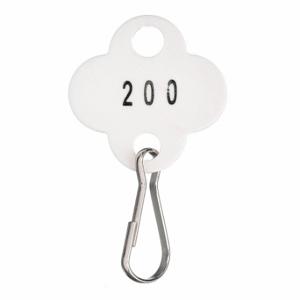 GRAINGER 33J880 Schlüsselanhänger mit den Nummern 101 bis 200, Kleeblatt, 1 3/8 Zoll Höhe, 1 1/8 Zoll Breite, Weiß | CQ4CKK