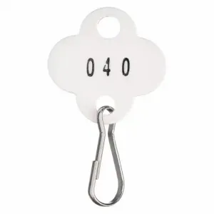 GRAINGER 33J882 Key Tag Numbered 1 to 40, Shamrock, 1 3/8 Inch Height, 1 1/8 Inch Width, White, 40 PK | CQ4CKG