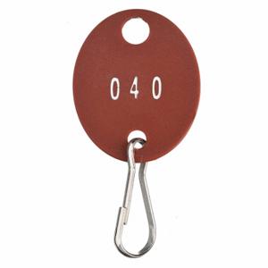 GRAINGER 33J886 Schlüsselanhänger, nummeriert von 1 bis 40, oval, 1 3/8 Zoll Höhe, 1 1/8 Zoll Breite, Rot, 40 Stück | CQ4CKF