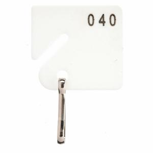 GRAINGER 33J890 Schlüsselanhänger, nummeriert von 1 bis 40, quadratisch geschlitzt, 1 5/8 Zoll Höhe, 1 1/2 Zoll Breite, Weiß | CQ4CKH