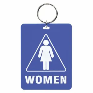 GRAINGER 33J893 Restroom Key Tag, Women, 4 1/2 Inch Height, 3 1/2 Inch Width, Blue | CQ4CKX