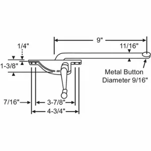 GRAINGER 36-312 Window Operator, Left Hand, Zinc, Unfinished, 12 Inch Length, 1 1/2 Inch Heightt | CQ7YPE 451H74