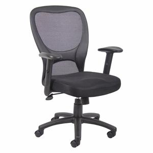 GRAINGER 36FJ99 Desk Chair, Adjustable Arm, Black, Mesh, 275 lbs. Capacity | CH9ZLL