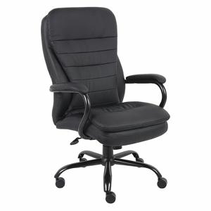 GRAINGER 36FK02 Desk Chair, Fixed Arm, Black, Vinyl, 400 lbs. Capacity | CH9ZLG