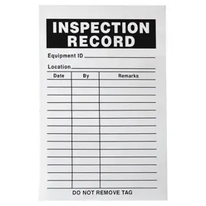 GRAINGER 36RE97 Inspection Record Label, 3 Inch Width, 5 Inch Height, White, Rectangle, Paper, Indoor | CP9XNL