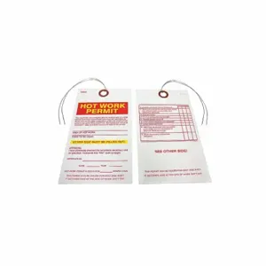 GRAINGER 36RE98 Hot Work Permit Tags, White, Wire, 25 Tags, 25 PK | CQ2FAA