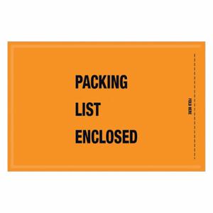 GRAINGER 39UL16 Packing List Envelope, 5 1/4 Inch Size Outside Height, 8 Inch Size Outside Length, Orange | CQ3VRL