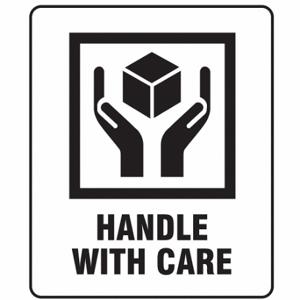 GRAINGER 3WRX1 Instructional Handling Label, Handle with Care, 3 Inch Size Label Width | CQ2GDD