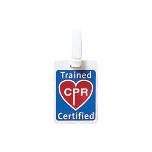 GRAINGER 3XFD1 ID Badge, CPR, Blue/Red, Plastic, 2 1/2 Inch ch Wd | CQ4LPC