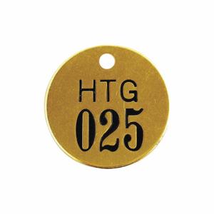 GRAINGER 40105A Nummeriertes Schild, Messing, 001-025, gelb, rund, 1 1/2 Zoll Breite, 1 1/2 Zoll Höhe, Zahlen | CQ3ACD 456Y77