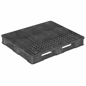 GRAINGER 40X48 MD PE RACKO LPD BLACK (WITH LIP) Rackable Pallet, 4-Way, High Density, Polyethylene, 48 x 40 x 6-3/4 Inch Size | CD2WVE 418C85