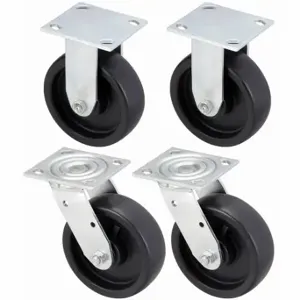 GRAINGER 435X98 Standard Plate Caster Kit, 6 Inch Dia, 7 1/2 Inch Height, 4 PK | CQ6YAY