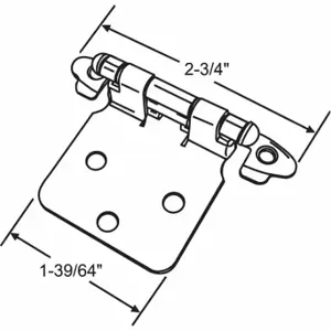 GRAINGER 45-236PB Door Hinge, 2 Holes Per Leaf, 2 3/4 Inch Door Leaf Ht, 1/2 Inch Door Leaf Width, Rounded | CP9CMX 451K01