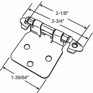 GRAINGER 45-236SNK Door Hinge, 2 Holes Per Leaf, 2 3/4 Inch Door Leaf Ht, 1/2 Inch Door Leaf Width, 1 Pr | CP9CMW 451K05