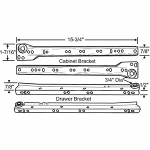 GRAINGER 45-581-16 Drawer Slide, Conventional, Side, Friction, Painted, Full, Non Disconnect | CP9CZX 451J92