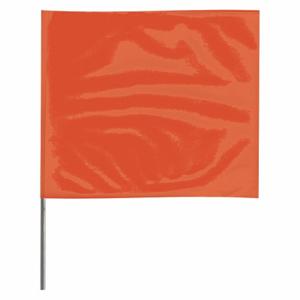 GRAINGER 4515O-200 Marking Flag, 4 Inch x 5 Inch Flag Size, 15 Inch Staff Ht, Orange, Blank, No Image | CQ2LYF 3LVF5