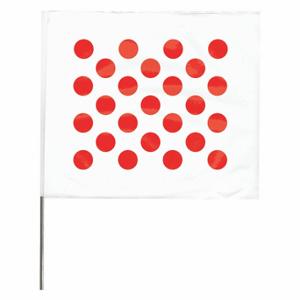 GRAINGER 4518WR20204-200 Marking Flag, 4 x 5 Inch Flag Size, 18 Inch Staff Ht, White/Red, Blank, No Image | CQ2LXN 3JUV8