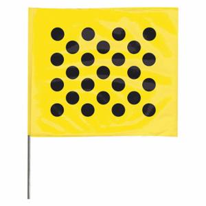 GRAINGER 4530YBK20204-200 Marking Flag, 4 Inch x 5 Inch Flag Size, 30 Inch Staff Ht, Black/Yellow, Blank | CQ2LYJ 3JVK3