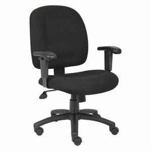 GRAINGER 452R13 Task Chair, Adjustable Arm, Black, Fabric, 275 lbs. Capacity, Unassembled | CJ3PTA