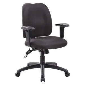 GRAINGER 452R21 Task Chair, Adjustable Arm, Black, Fabric, 275 lbs. Capacity | CJ3PTB