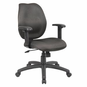 GRAINGER 452R24 Task Chair, Adjustable Arm, Black, Fabric, 275 lbs. Capacity, Unassembled | CJ3PRY
