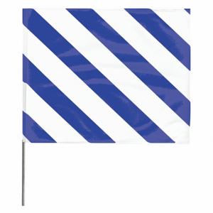 GRAINGER 4518SWB-200 Marking Flag, 4 Inch x 5 Inch Flag Size, 18 Inch Staff Ht, Blue/White, Blank | CQ2LVJ 3JUW1