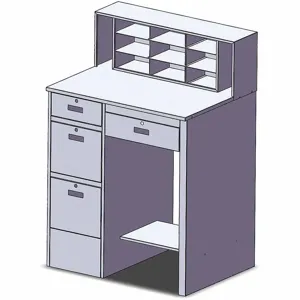 GRAINGER 453J53 Shop Desk, Pedestal/Panel Desk, 39 x 29 x 56 3/4 Inch Size 4 Drawers, 1 Shelves | CJ3HYH