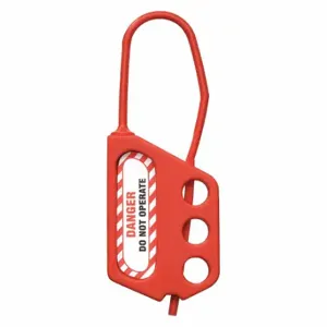 GRAINGER 45MZ82 Lockout Hasp, Nonconductive Plastic Hasp, 1.75 Inch Size Opening Size, Red, 3 Padlocks | CQ2KEC