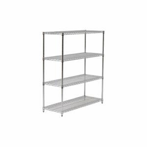 GRAINGER 45VY19 Wire Shelving Unit, Starter, 48 Inch x 24 Inch, 54 Inch OverallHeight, 4 Shelves, Dry | CQ7DMP
