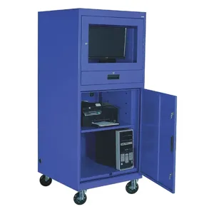 GRAINGER 462D20 Mobile Computer Cabinet, 30 Inch x 30 Inch x 70 Inch Size, Steel, Blue | CH6JYJ