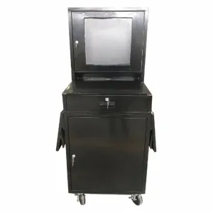 GRAINGER 462D23 Mobile Computer Cabinet, 24 1/2 Inch x 22 1/2 Inch x 62 3/4 Inch Size, Steel, Black | CH6JYK