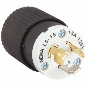 GRAINGER 4721NP Locking Plug, L5-15P, 125V AC, 15 A, 2 Poles, Black/White, Screw Terminals | CQ2FYF 49YX18