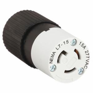 GRAINGER 4779NC Locking Connector, L7-15R, 15 A, 277V AC, 2 Poles, Black/White, Screw Terminals, L7-15 | CQ2FXT 49YW90