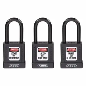 GRAINGER 48JR74 Lockout Padlock, Keyed Alike, Aluminum, Compact Body Body Size, Hardened Steel | CR3DKM