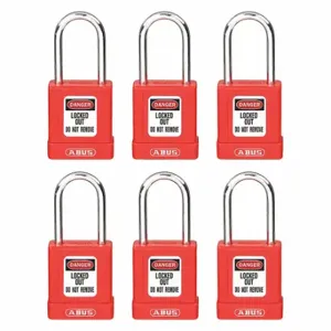 GRAINGER 48JR92 Lockout Padlock, Keyed Different, Aluminum, Compact Body Body Size, Hardened Steel | CQ2KJE