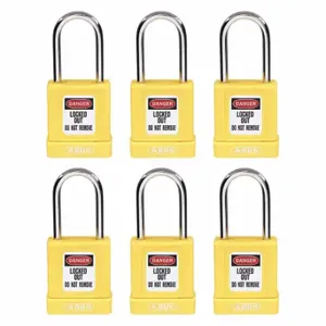 GRAINGER 48JR94 Lockout Padlock, Keyed Different, Aluminum, Compact Body Body Size, Hardened Steel | CQ2KHJ