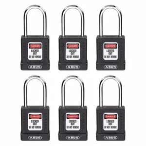 GRAINGER 48JR97 Lockout Padlock, Keyed Different, Aluminum, Compact Body Body Size, Hardened Steel | CQ2KJC