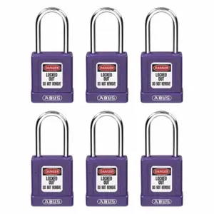 GRAINGER 48JR99 Lockout Padlock, Keyed Different, Aluminum, Compact Body Body Size, Hardened Steel | CQ2KKZ