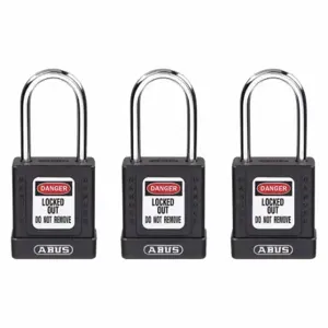 GRAINGER 48JT07 Lockout Padlock, Keyed Alike, Aluminum, Std Body Body Size, Hardened Steel, Std | CQ2KGM