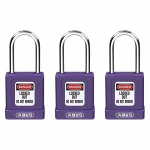 GRAINGER 48JT09 Lockout Padlock, Keyed Alike, Aluminum, Std Body Body Size, Hardened Steel, Std | CQ2KGC