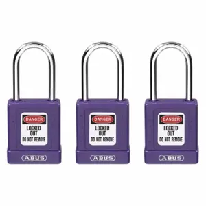 GRAINGER 48JT09 Lockout Padlock, Keyed Alike, Aluminum, Std Body Body Size, Hardened Steel, Std | CQ2KGC