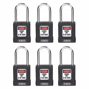 GRAINGER 48JT16 Lockout Padlock, Keyed Alike, Aluminum, Std Body Body Size, Hardened Steel, Std | CQ2KGT